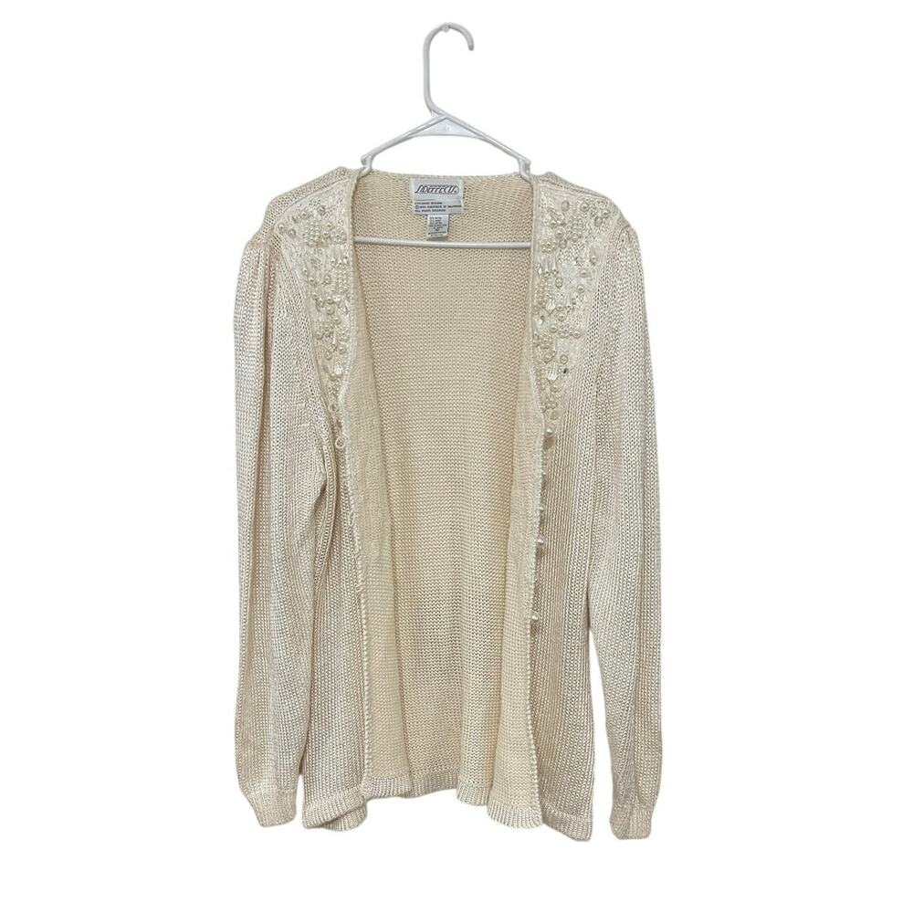 VTG 90s Sideeffects Faux Pearl & Diamond Cardigan Button Size Medium Romantic - Picture 7 of 10